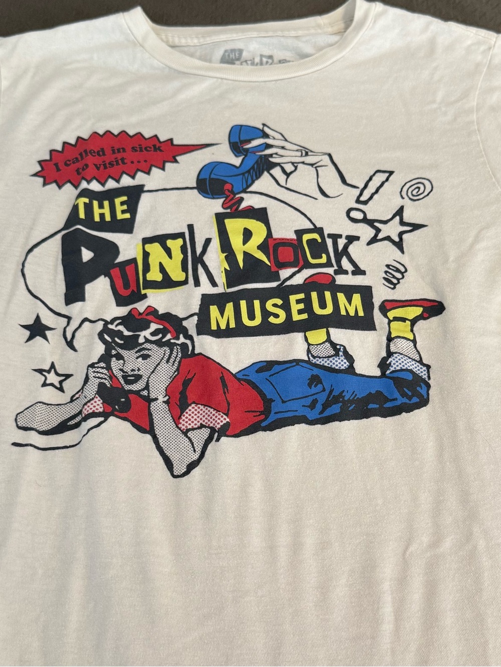 The Punk Rock Museum riot girl small tee shirt called in sick phone graphic art